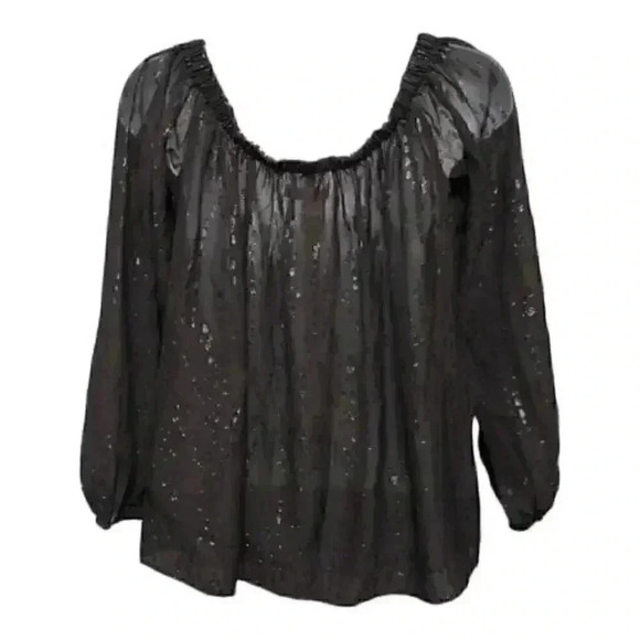 Emilee Silk Blouse by Lilly Pulitzer - Off-the-Shoulder - Stylish Long Sleeve - Picture 1 of 3